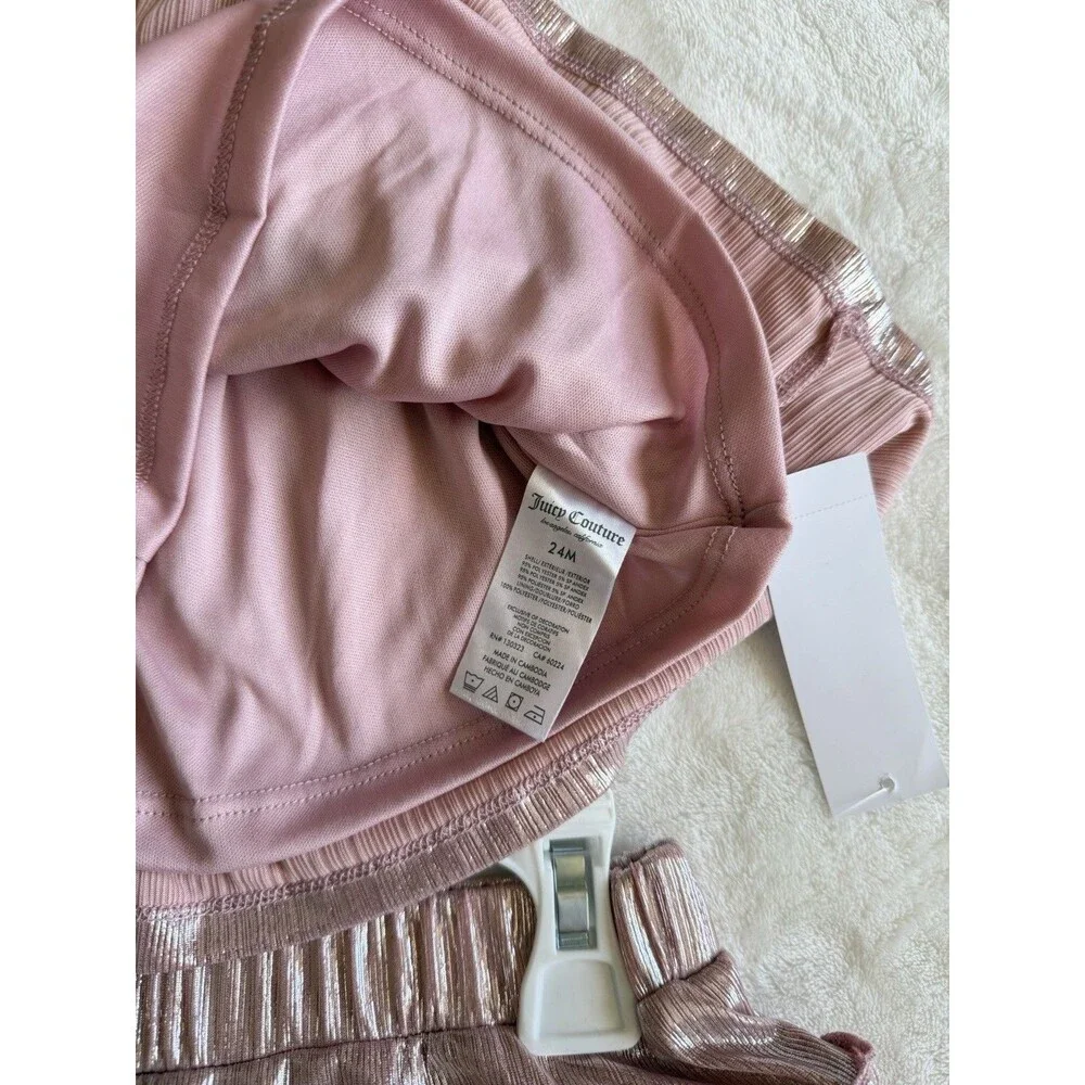 Juicy Couture Girls 24M 2-Piece Metallic Pink Skirt Set Top & Skirt